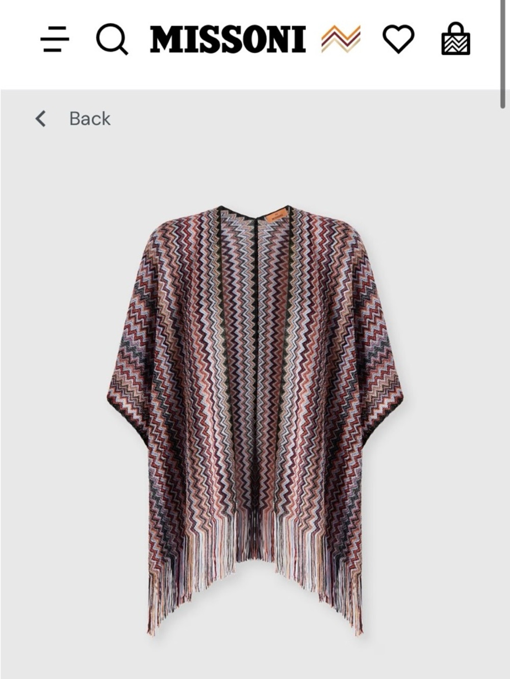 Missoni Multicolor Zigzag Fringe Cape